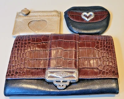 Cartera grande de cuero BRIGHTON y dos monederos negro/marrón/dorado Foto 1 de 4