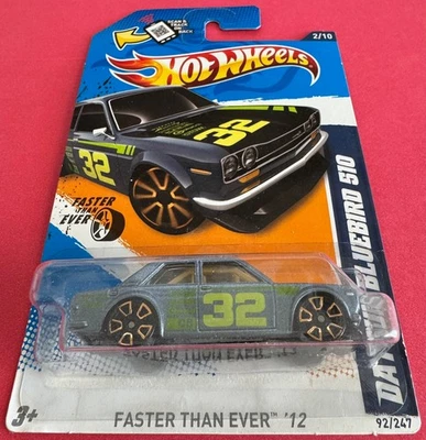 HOT WHEELS 2/10 MÁS RÁPIDO QUE NUNCA '12 DATSUN BLUEBIRD 510 MATTEL 92/247 FUNDIDO A PRESIÓN Foto 1 de 3