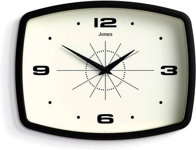 Retro 25cm Wall Clock Rectangle Silent Modern Black Kitchen Living Room Decor - Image 1 of 4