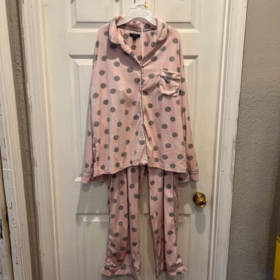 Женский флисовый пижамный набор Simply Vera Wang розовый серый в горошек размер большой праздничный - Изображение 1 из 4