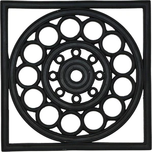 Alfombrilla de puerta de goma cuadrada negra para exteriores de 16" X 16" - Imagen 1 de 7