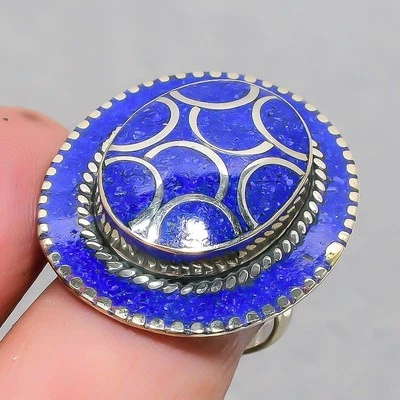 Anillo ajustable nepalí de lapislázuli hecho a mano bohemio joyería de moda SR 3187 Foto 1 de 4