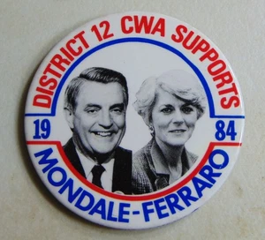 Walter Mondale 1984 union campaign pin button political - Picture 1 of 1