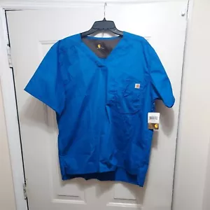 Carhartt Men's Solid Blue Ripstop Utility Scrub Top Size L - Picture 1 of 5