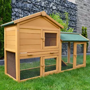 ZOOPRINZ Kaninchenstall Hasenstall Villa mit Auslauf Massivholz Freilauf Gehege - Bild 1 von 12