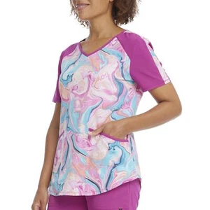 Scrubstar Women's "Fabulous Marble" V-Neck Print Scrub Top Small - Picture 1 of 6