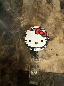 Hello Kitty Fabric Retractable ID Name Badge Holder Reel clip-on - Picture 1 of 3