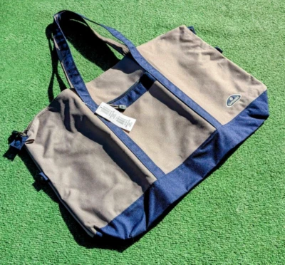 Samsonite Khaki/Navy Canvas Weekender Yacht Travel Tote Bag Foldable Large 25x15 - Image 1 of 3