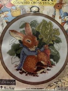 Beatrix Potter. Peter Rabbit. Counted Cross Stitch Kit. New. Flexi-Hoop. Anchor - Picture 1 of 3