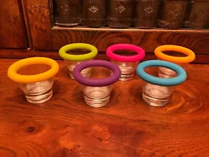 6 Colourworks Glass Egg Cups with Colourful Silicone Rims - New - Picture 1 of 3