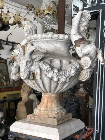 Cast Iron Rams Head Urns Old Pots Antique Urn Old Planter Hadid Esta Cover