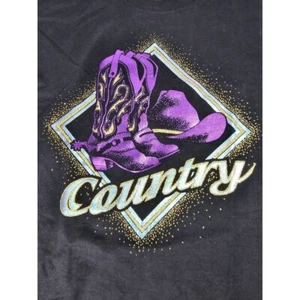 Vtg Buffalo Shirt Country Western Rodeo Dancing Cowgirl T-shirt Size XL Black - Picture 1 of 9