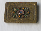 Antique Dance Card Case Brass & Stone Florentine or Indian Calling Card Case