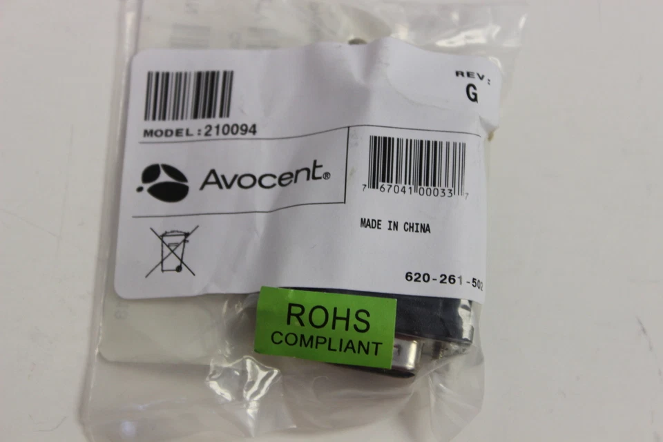 AVOCENT 210094 RJ45 TO DB9M DTE CONNECTOR FOR ESP-8 WATERS PN 668000391 NEW - Image 1 of 4