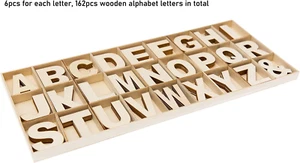 162 Pieces 2 Inch Unfinished Wooden Craft Letters with Storage Tray, 2 in Sma... - Picture 1 of 12