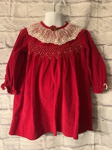 🎄Vintage Polly Flinders Dress Girls Size 4 Red Velvet Christmas Holiday #796 - Picture 1 of 9