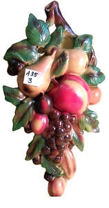 2 VTG Miller Kitchen Décor Chalkware Mixed Fruit Plaque Wall Hanging Retro B3-2 - Picture 1 of 6