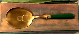 Vtg Antique B. ALTMAN'S Serving Spoon"SHELL" Brass Bronze GREEN Bakelite Handle - Picture 1 of 24