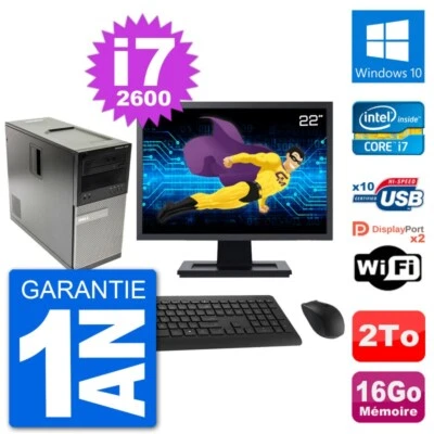 PC tour Dell 7010 Bildschirm 22 " Intel i7-2600 RAM 16Go Disc 2To Windows 10 - Bild 1 von 3
