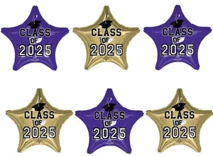 Purple & Gold Class of 2025 Graduation party 6 pc balloons Decorations supplies - Picture 1 of 1