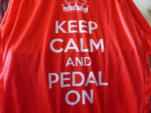 New Scudo "Keep Calm And Pedal On" Men's Cycling Jersey Pockets Short Sleeves XL - Picture 1 of 5