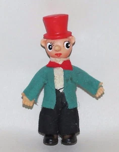Vintage Christmas Gentleman w Red Top Hat & Felt Clothing Figurine Japan 5" - Picture 1 of 6