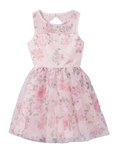 Zenzi Girls' Pink Floral Lace Back Detail Sleeveless Ombre Dress XL 14/16 Plus - Picture 1 of 3