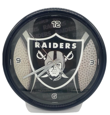 NFL Oakland Raiders Clock 12" Inch Round  Office Room Man Cave Garage Cover