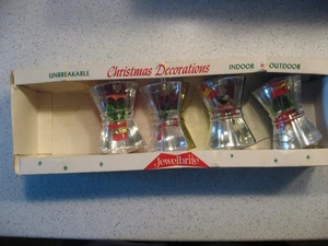 Scatola vintage di 4 diorami infrangibili Jewelbrite con fiori plastica decorazioni natalizie - Foto 1 di 7