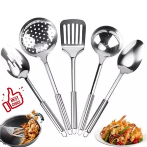 New 5 Pcs Kitchen Cooking Utensils Set Stainless Steel Spoons and Spatula Set US - Picture 1 of 9