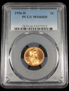 Centavo de trigo Lincoln 1956 D graduación profesional MS66RD MS 66 RD # 55475213 error troquelado grieta - Imagen 1 de 8