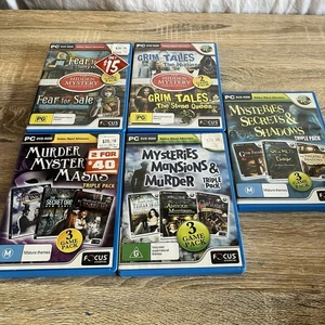5 x Set Multiple Pack Hidden Object PC Games; Mysteries, Murder & Masks, Grim - Picture 1 of 6