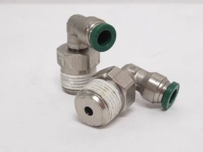 192083 New-No Box; Parker W169PLP-4-6 Lot-2; Air Elbows; 90Deg; 1/4"PTC x 3/8NPT - Image 1 of 4