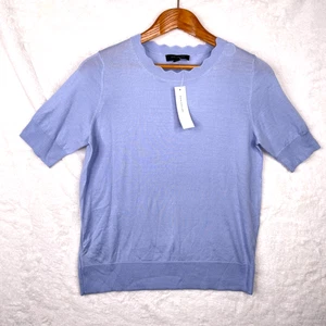 Ann Taylor Wool Blend Pullover Sweater Womens Med Blue Lightweight NWT Short SL - Picture 1 of 10