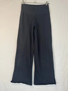 Pact Organic Cotton Knit Dark Black Wide Leg Split Hem Pants Size Small Pull On - Picture 1 of 5