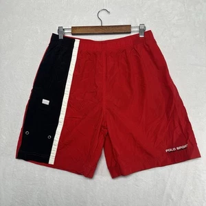 Vintage Ralph Lauren Polo Sport Red/White/Black Swim Trunks Shorts Mens Sz M Y2K - Picture 1 of 12