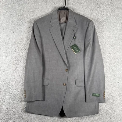 NEW Ralph Lauren Suit Men 46L Grey Pinstripe 2 Piece Wool Pant 40 Unhemmed - Image 1 of 4