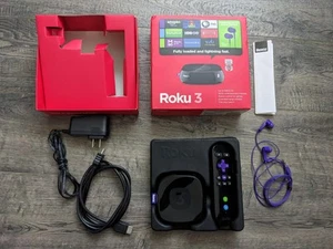 ROKU 3 Digital Media Streamer Model 4200R Remote, Earbuds, HDMI - Picture 1 of 5