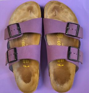 Birkenstock Arizona SlipOn Sandal Women's Size 9 9.5 Purple Suede Leather Buckle