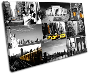 Nueva York Collage Ciudad Amarilla LONA ARTE PARED Impresión de Imagen VA - Imagen 1 de 1
