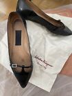 💯 Ferragamo Patent Leather Flat Shoes Dustbag Size 7-7,5 Pointed Toe