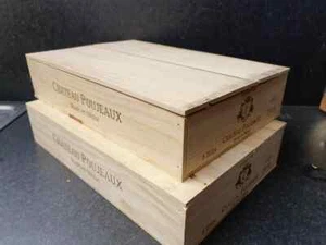 WINE BOX WITH LID - FLAT HALF SIZE GENUINE FRENCH WOODEN WINE CRATE STORAGE - Picture 1 of 12
