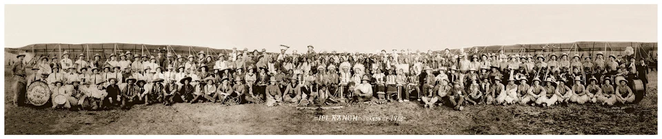101 RANCH 1913 GROUP WITH WILL ROGERS PANORAMIC PHOTO - Image 1 of 2
