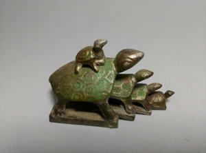 Chinese bronze statue of longevity family wealth lucky turtle - Picture 1 of 6