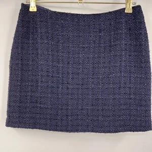 WILLI SMITH Boucle Knit Tweed Mini Skirt Black Purple Metallic Lined Size 4 - Picture 1 of 14