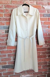 Vintage London Fog Maincoats trench coat 16 ivory tie belt pockets polyester USA - Picture 1 of 6