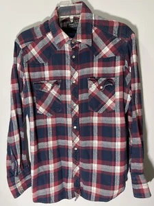 Cactus Mens M Western Shirt Flannel Pearl Snap Plaid MS27 - Picture 1 of 7