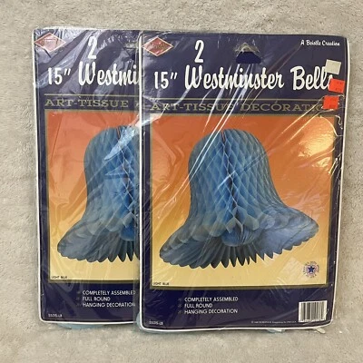 "Campanas de colección Beistle 15"" tejido azul claro panal boda fiesta 4 campanas en total" Foto 1 de 4