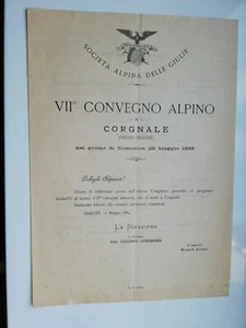 ALPENGESELLSCHAFT DER JULIEN VII ALPINE KONGRESS CORNNALE MAI 1889 - Bild 1 von 5