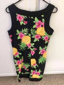 Gorgeous Women's AB Studio Floral Pineapple Black Sleeveless Dress - Size 12 - Picture 1 of 6